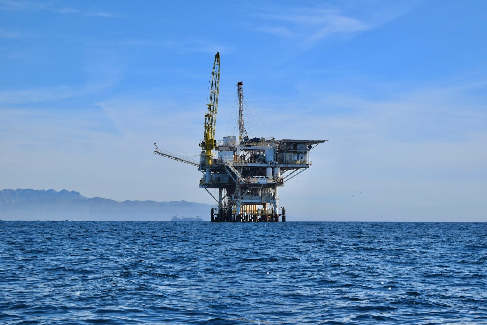 Offshore oil and gas platform at sea